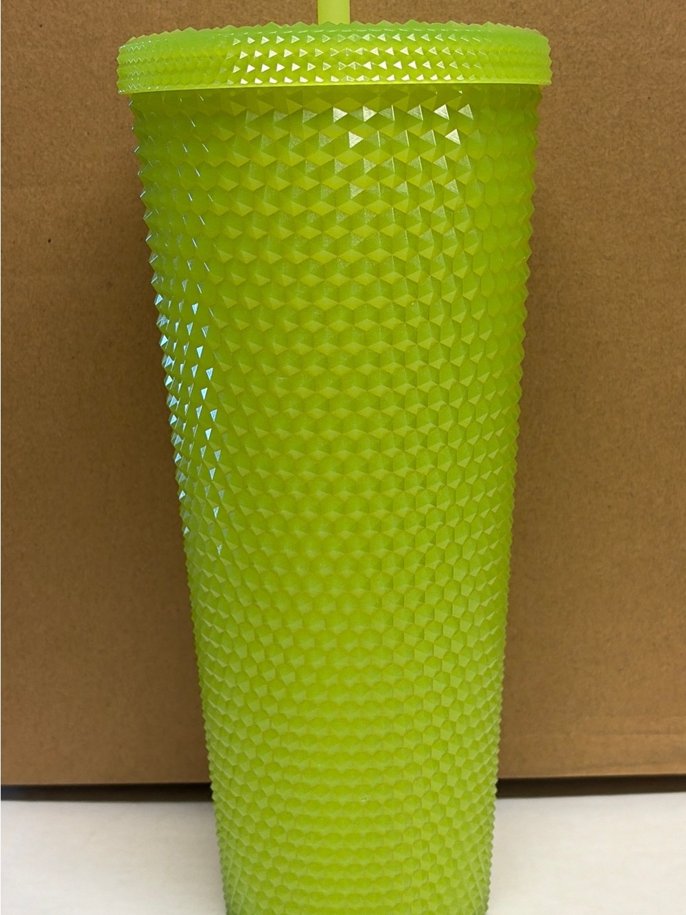 Starbucks Neon Green 24 oz Glow in the Dark Studded Tumbler Cup w/ Straw